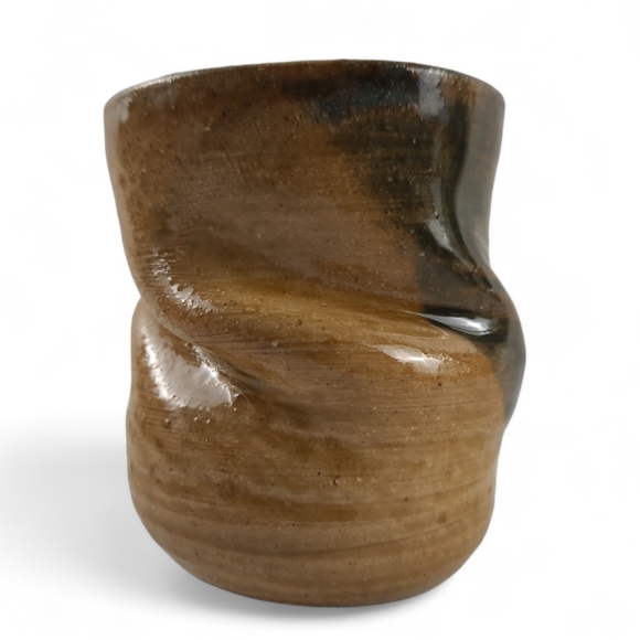 Abstract Sculptural Stoneware Studio Pottery Hand Thrown Glazed Vase Mug Vessel - Picture 6 of 10